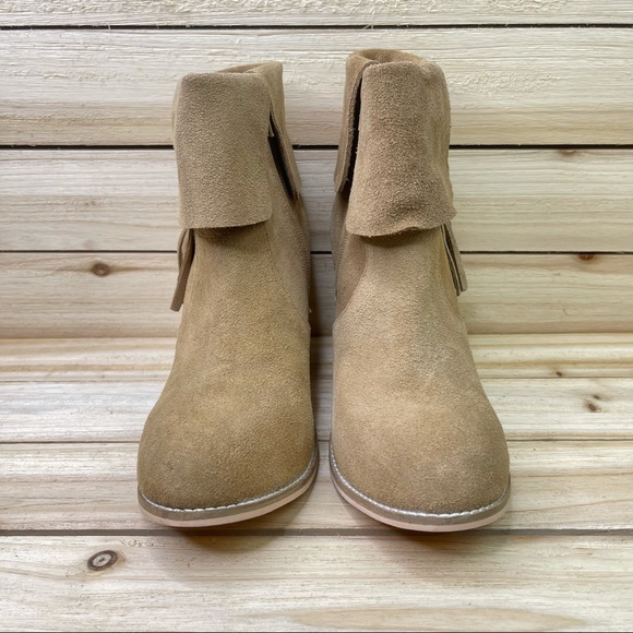 COCONUTS BY MATISSE Womens Kim Fringe Side Zip Suede Leather Tan Booties 8M - Picture 3 of 11